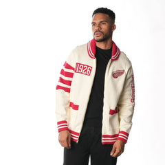Detroit Red Wings - The Wild Collective Unisex Jacquard Full-Zip Sweater Cream