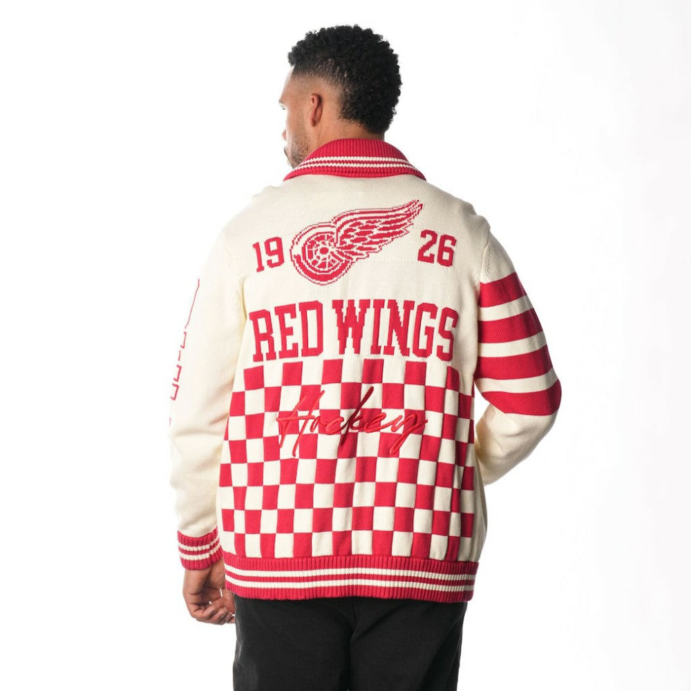 Detroit Red Wings - The Wild Collective Unisex Jacquard Full-Zip Sweater Cream