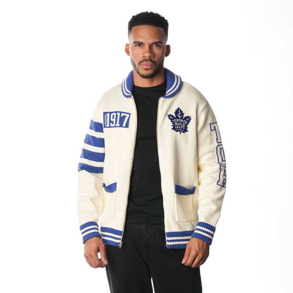 Toronto Maple Leafs - The Wild Collective Unisex Jacquard Full-Zip Sweater Cream