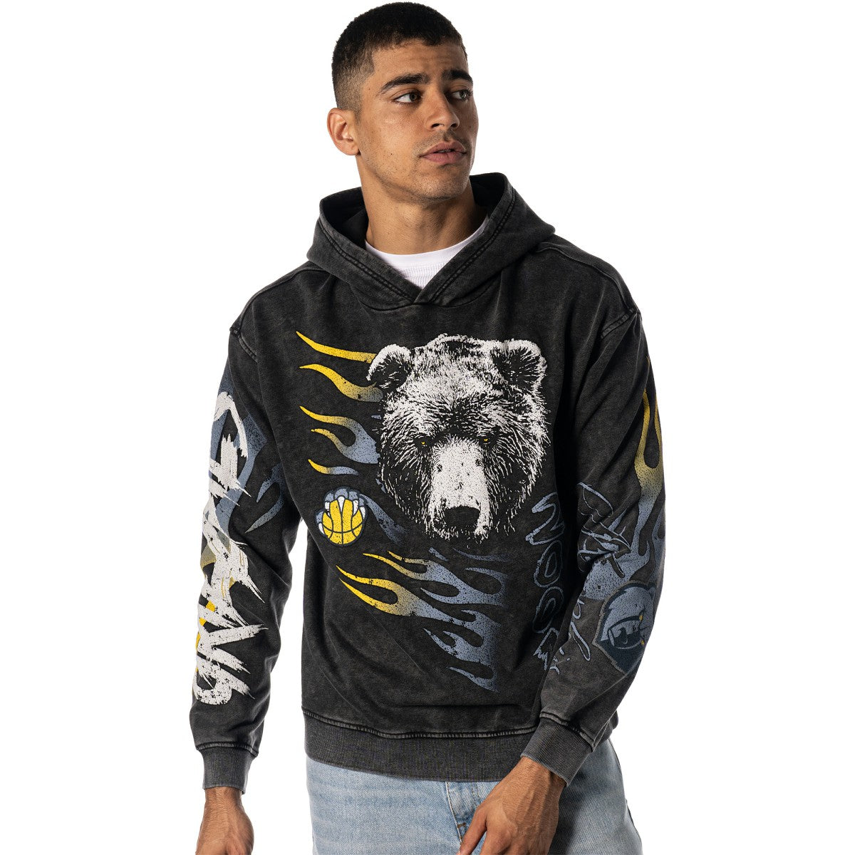 NBA - Memphis Grizzlies The Wild Collective Unisex Acid Wash Flame Pullover Hoodie - Black