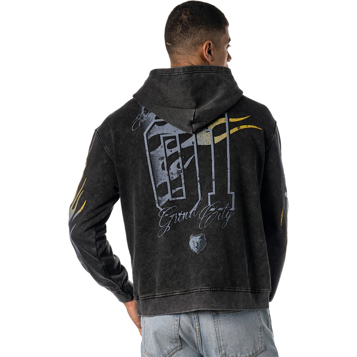 NBA - Memphis Grizzlies The Wild Collective Unisex Acid Wash Flame Pullover Hoodie - Black