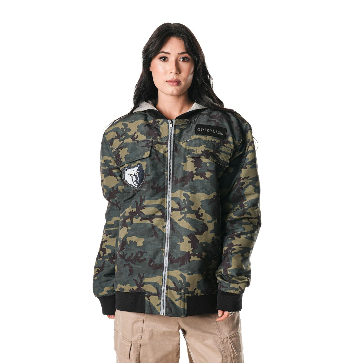 NBA - Memphis Grizzlies The Wild Collective Unisex Full-Zip Hoodie Bomber Jacket - Camo