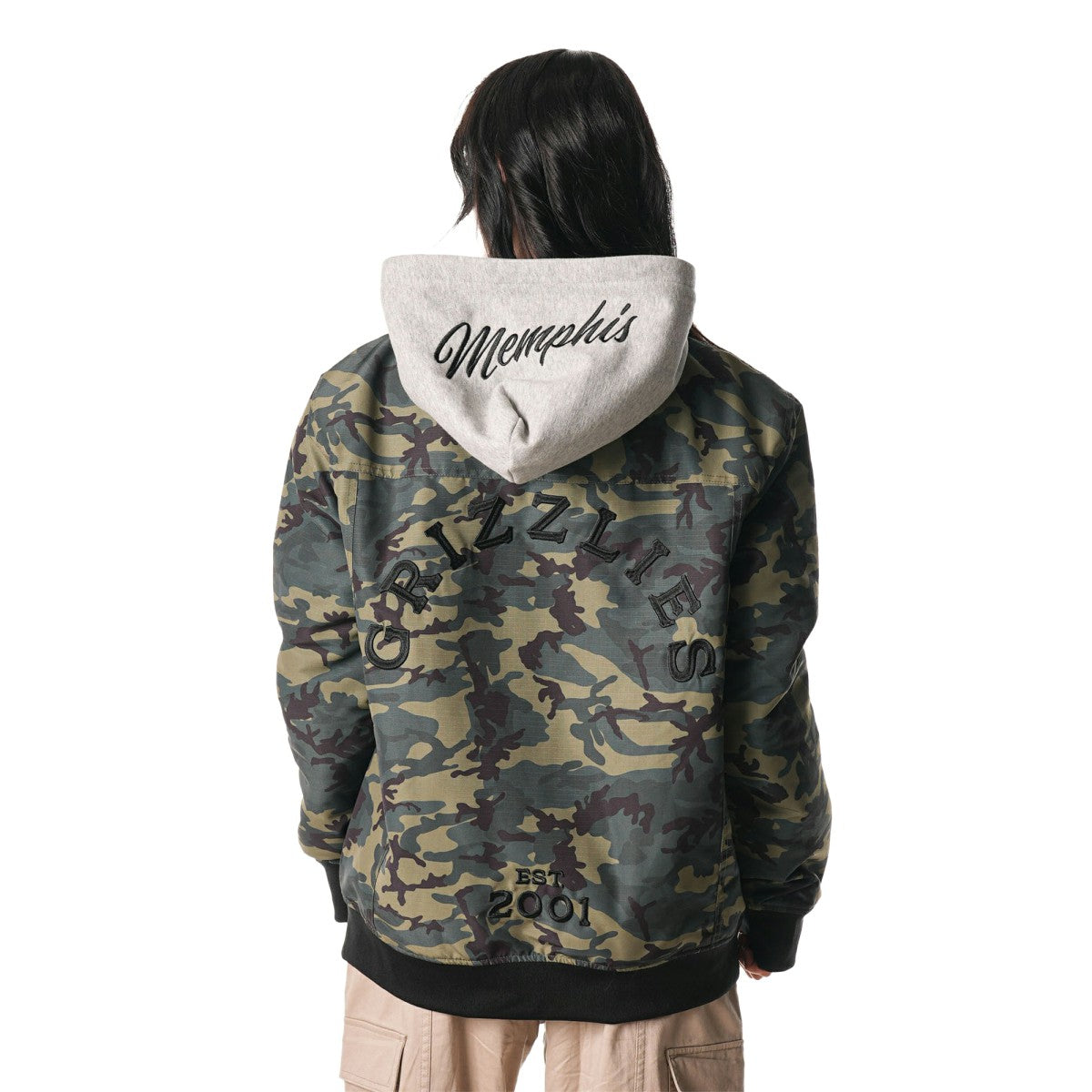 NBA - Memphis Grizzlies The Wild Collective Unisex Full-Zip Hoodie Bomber Jacket - Camo