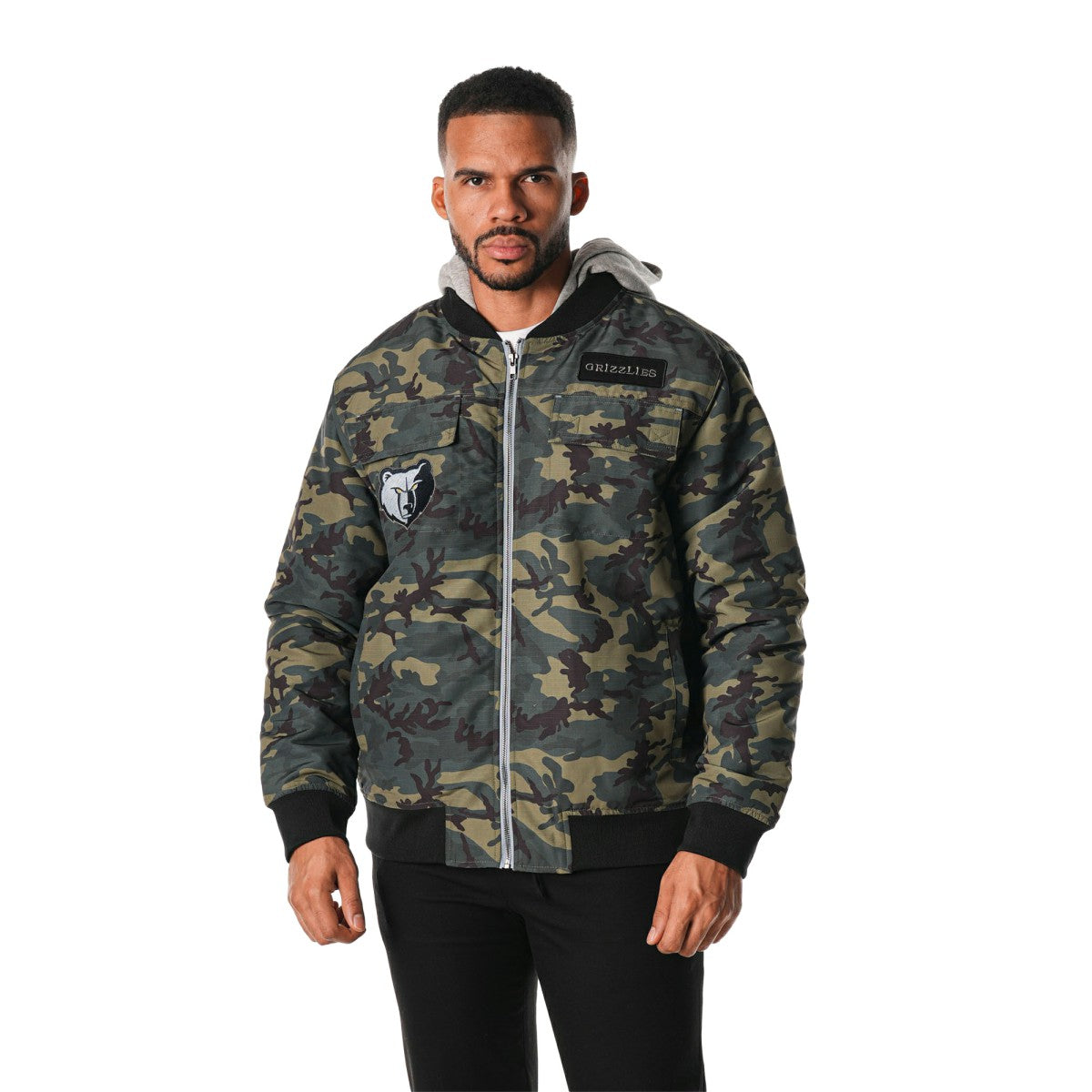 NBA - Memphis Grizzlies The Wild Collective Unisex Full-Zip Hoodie Bomber Jacket - Camo