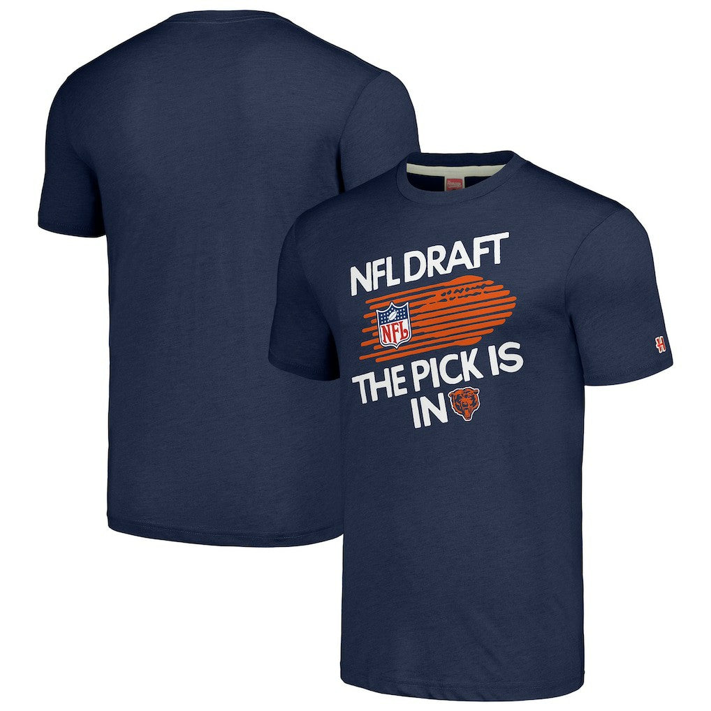Chicago Bears Homage Unisex 2024 Team Draft Tri-Blend T-Shirt Heather Navy - NFL