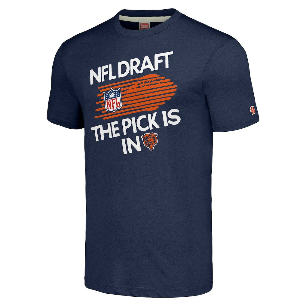 Chicago Bears Homage Unisex 2024 Team Draft Tri-Blend T-Shirt Heather Navy - NFL
