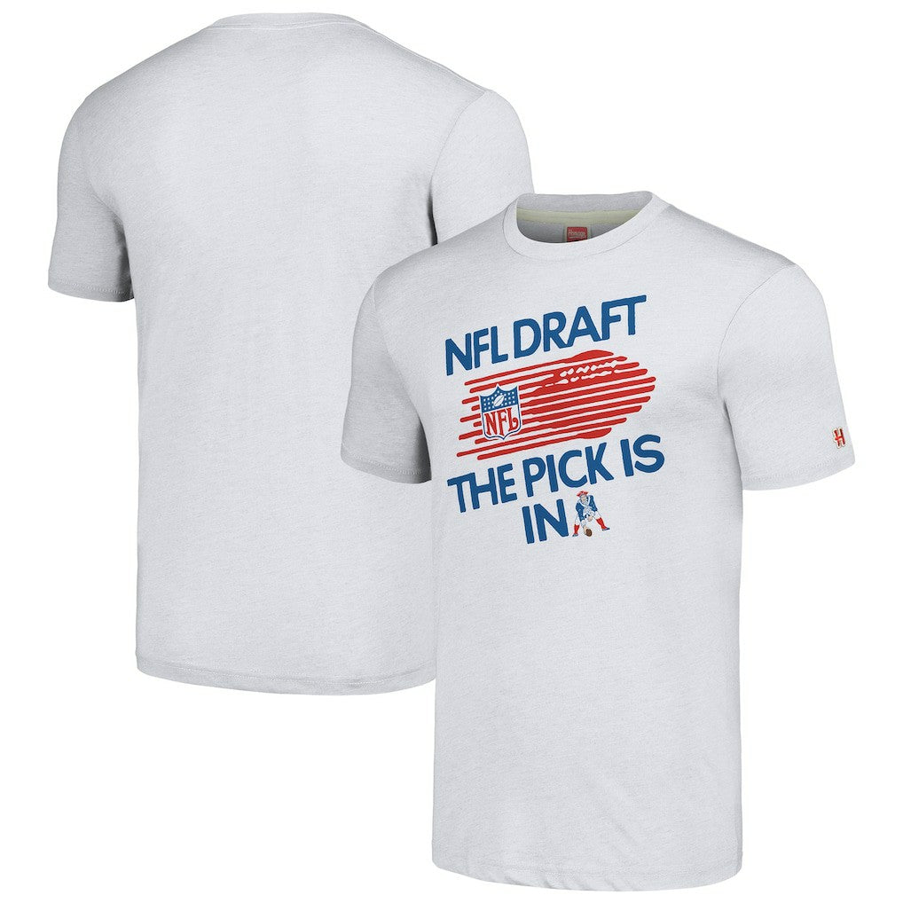 New England Patriots Homage Unisex 2024 Team Draft Tri-Blend T-Shirt Heather Gray - NFL