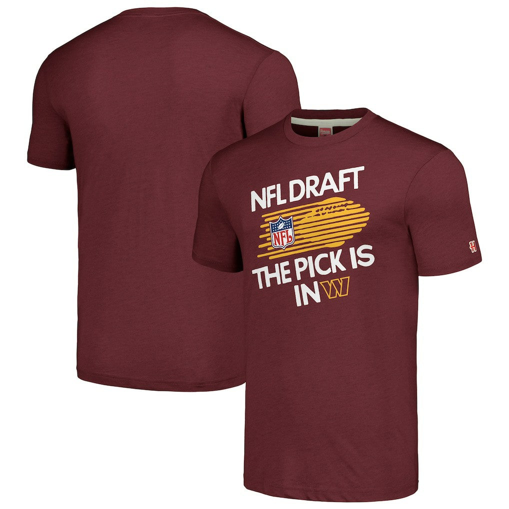 Washington Commanders Homage Unisex 2024 Team Draft Tri-Blend T-Shirt Heather Burgundy - NFL