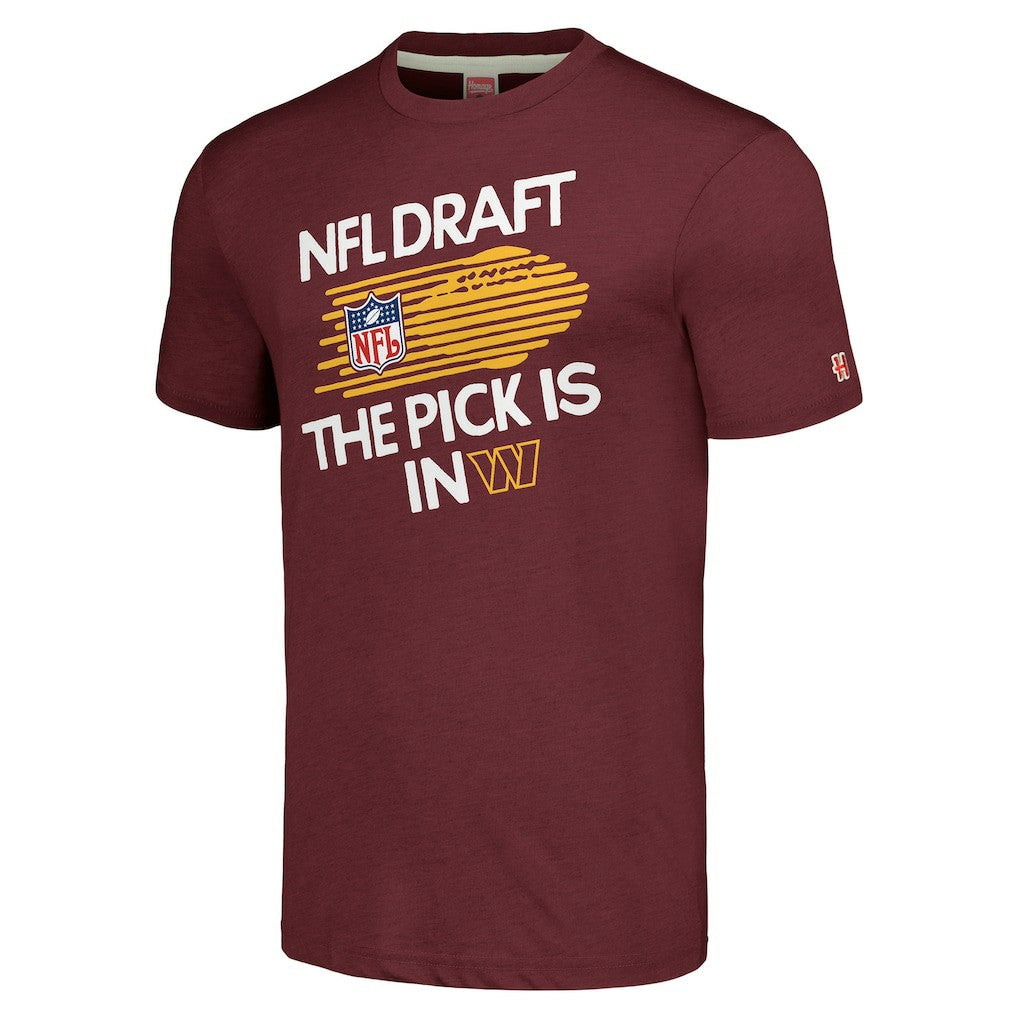Washington Commanders Homage Unisex 2024 Team Draft Tri-Blend T-Shirt Heather Burgundy - NFL