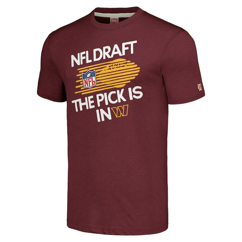 Washington Commanders Homage Unisex 2024 Team Draft Tri-Blend T-Shirt Heather Burgundy - NFL