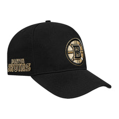 Boston Bruins Pro Standard Metallic Logo Pinch Front Adjustable Hat Black