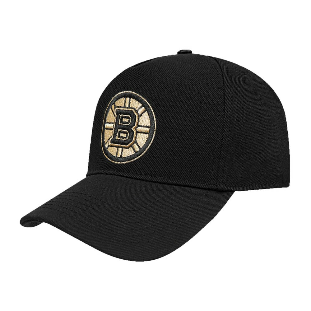 Boston Bruins Pro Standard Metallic Logo Pinch Front Adjustable Hat Black