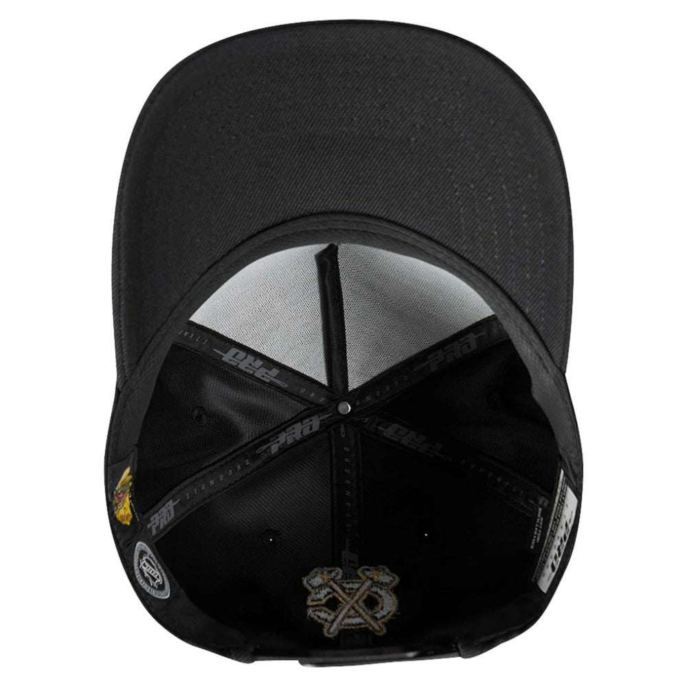 Chicago Blackhawks Pro Standard Metallic Logo Pinch Front Adjustable Hat Black