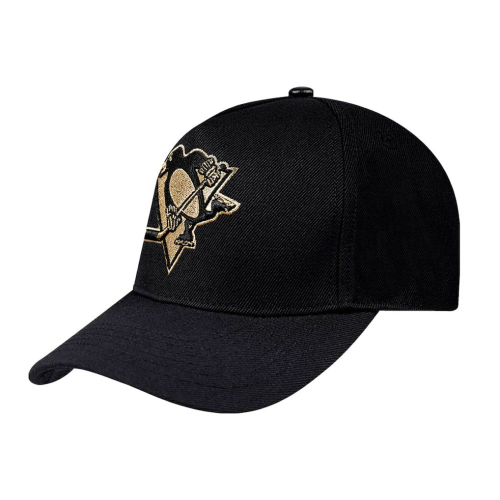 Pittsburgh Penguins Pro Standard Metallic Logo Pinch Front Adjustable Hat Black