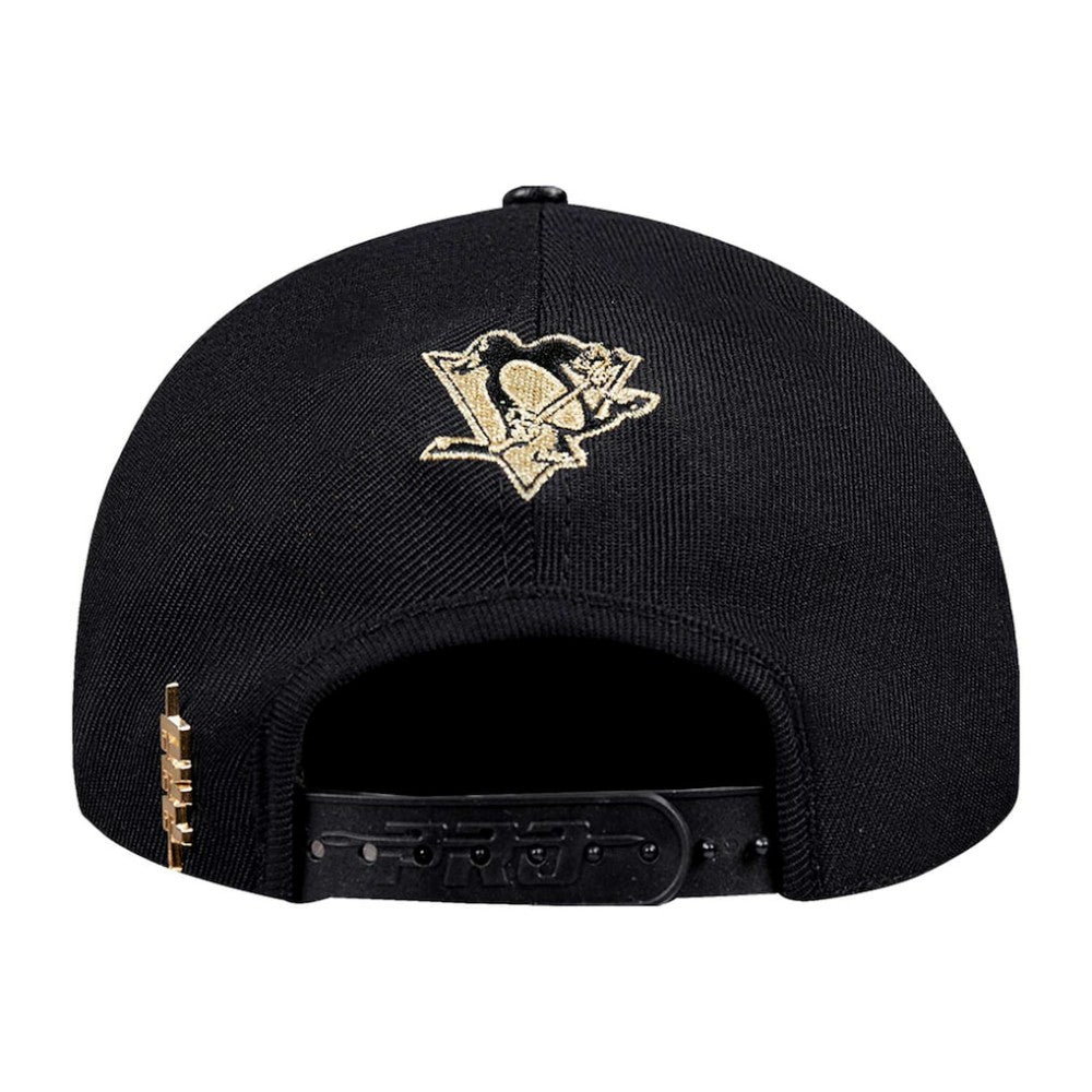 Pittsburgh Penguins Pro Standard Metallic Logo Pinch Front Adjustable Hat Black