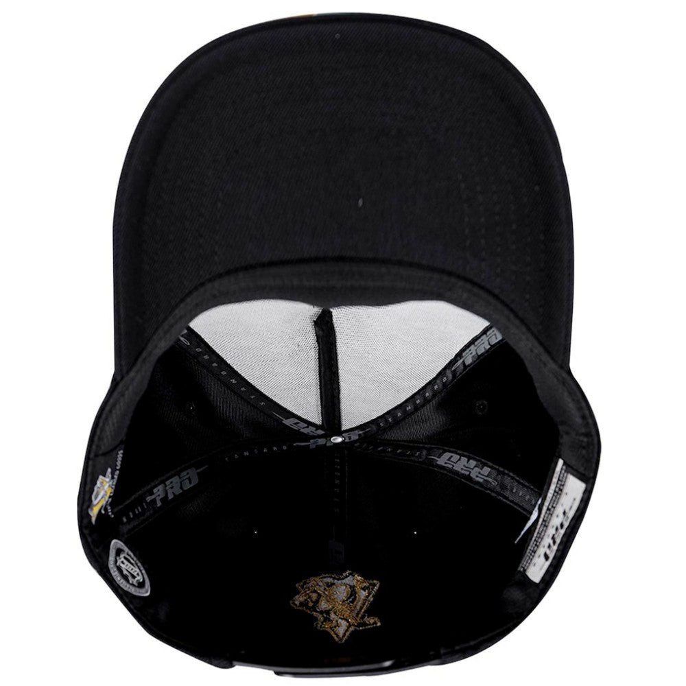Pittsburgh Penguins Pro Standard Metallic Logo Pinch Front Adjustable Hat Black