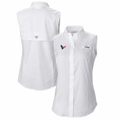Houston Texans Women's PFG Tamiami Omni-Shade Sleeveless Button-Up Shirt White - Columbia