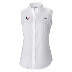 Houston Texans Women's PFG Tamiami Omni-Shade Sleeveless Button-Up Shirt White - Columbia