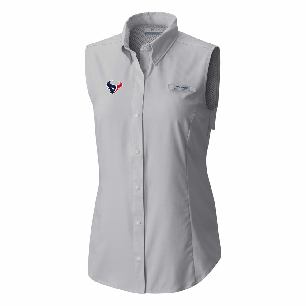 Houston Texans Women's PFG Tamiami Omni-Shade Sleeveless Button-Up Shirt Gray - Columbia