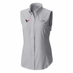 Houston Texans Women's PFG Tamiami Omni-Shade Sleeveless Button-Up Shirt Gray - Columbia