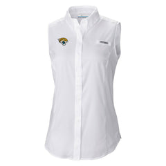 Jacksonville Jaguars Women's PFG Tamiami Omni-Shade Sleeveless Button-Up Shirt White - Columbia