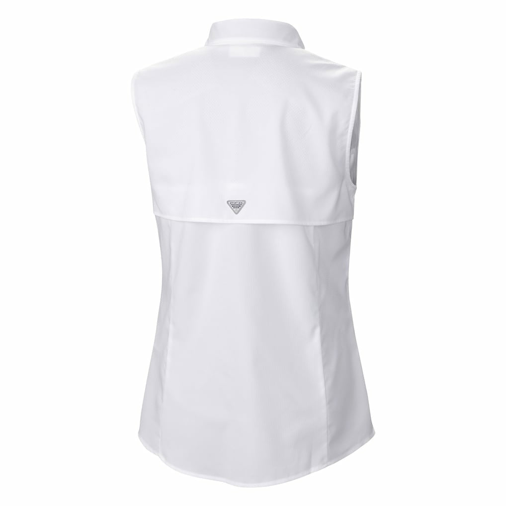 Miami Dolphins Women's PFG Tamiami Omni-Shade Sleeveless Button-Up Shirt White - Columbia