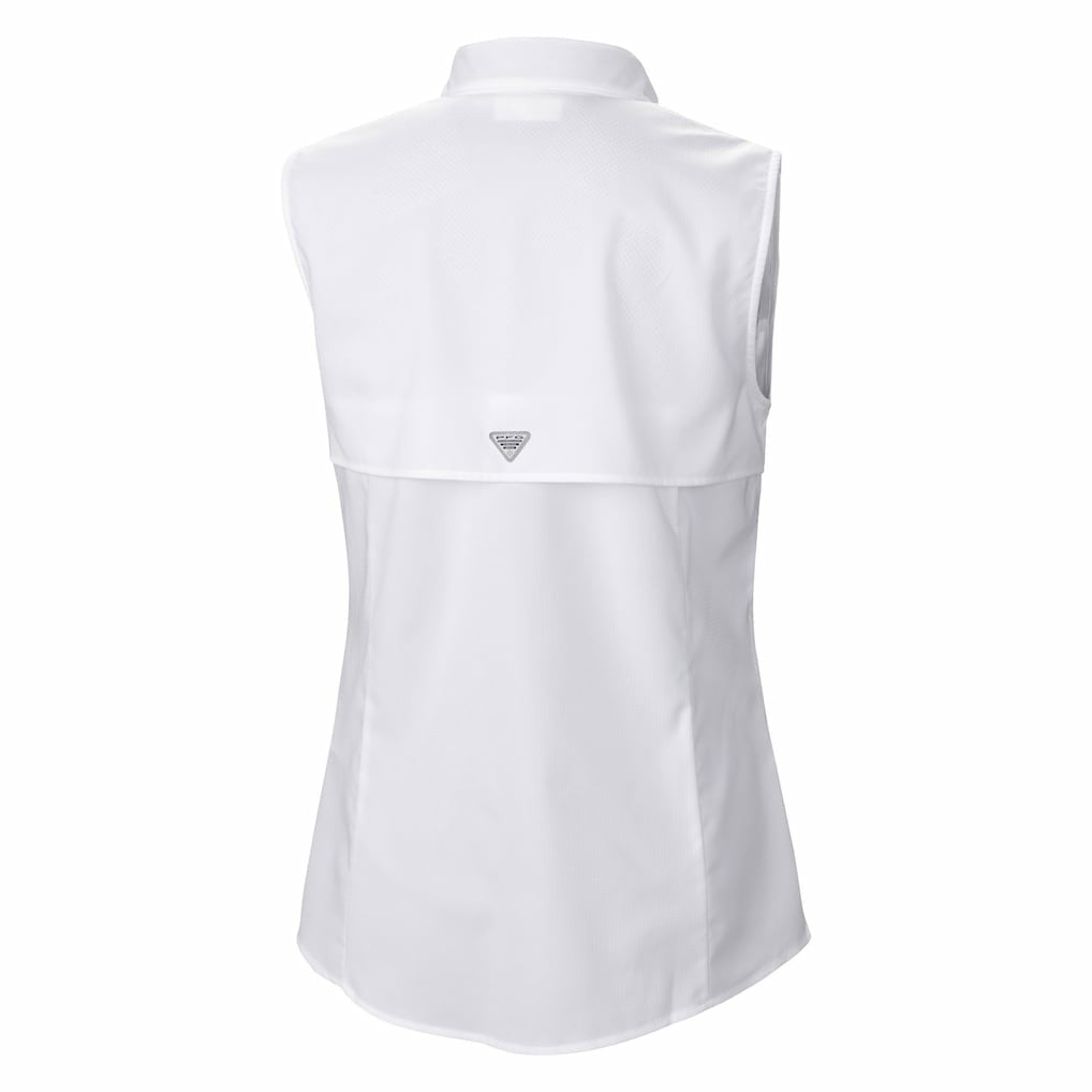 Pittsburgh Steelers Women's PFG Tamiami Omni-Shade Sleeveless Button-Up Shirt White - Columbia