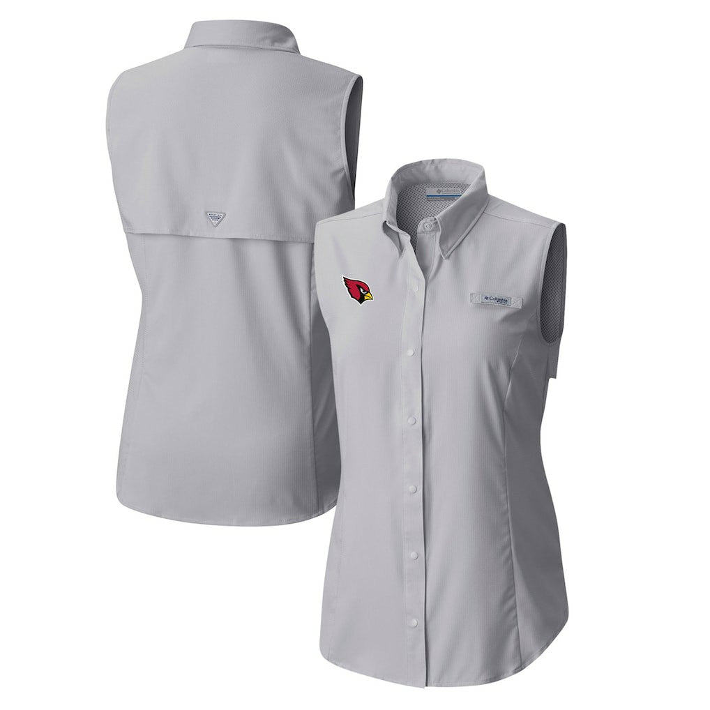 Arizona Cardinals Women's PFG Tamiami Omni-Shade Sleeveless Button-Up Shirt Gray - Columbia