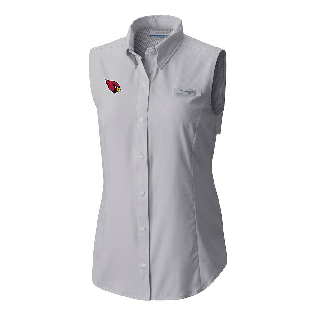 Arizona Cardinals Women's PFG Tamiami Omni-Shade Sleeveless Button-Up Shirt Gray - Columbia
