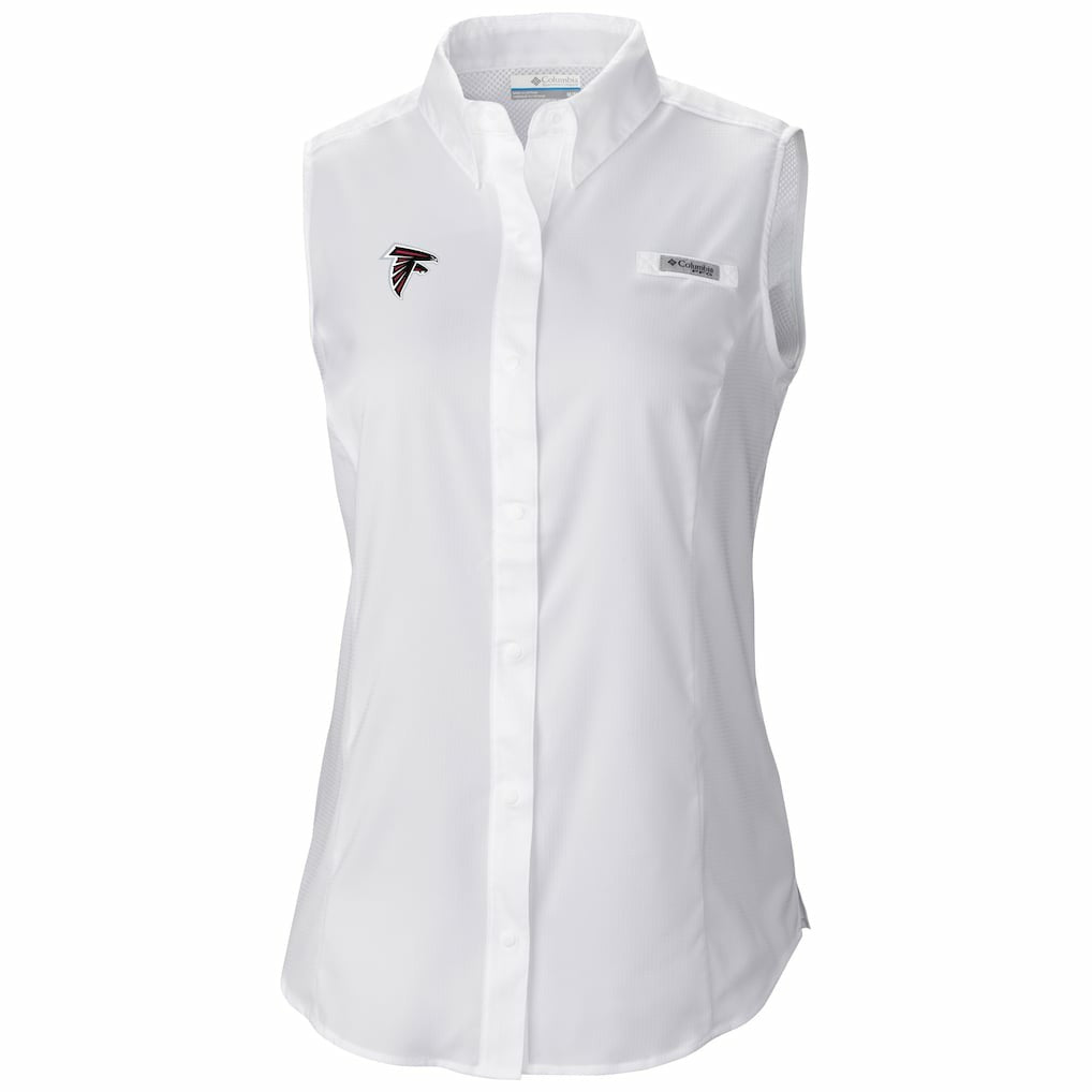 Atlanta Falcons Women's PFG Tamiami Omni-Shade Sleeveless Button-Up Shirt White - Columbia