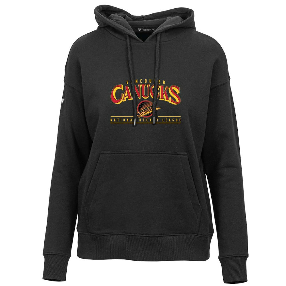 Vancouver Canucks - Levelwear Women's Retro Adorn Spellout Pullover Hoodie Black