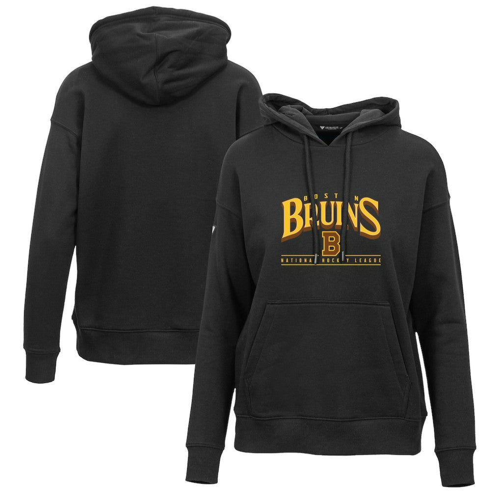 Boston Bruins Levelwear Women's Retro Adorn Spellout Pullover Hoodie Black