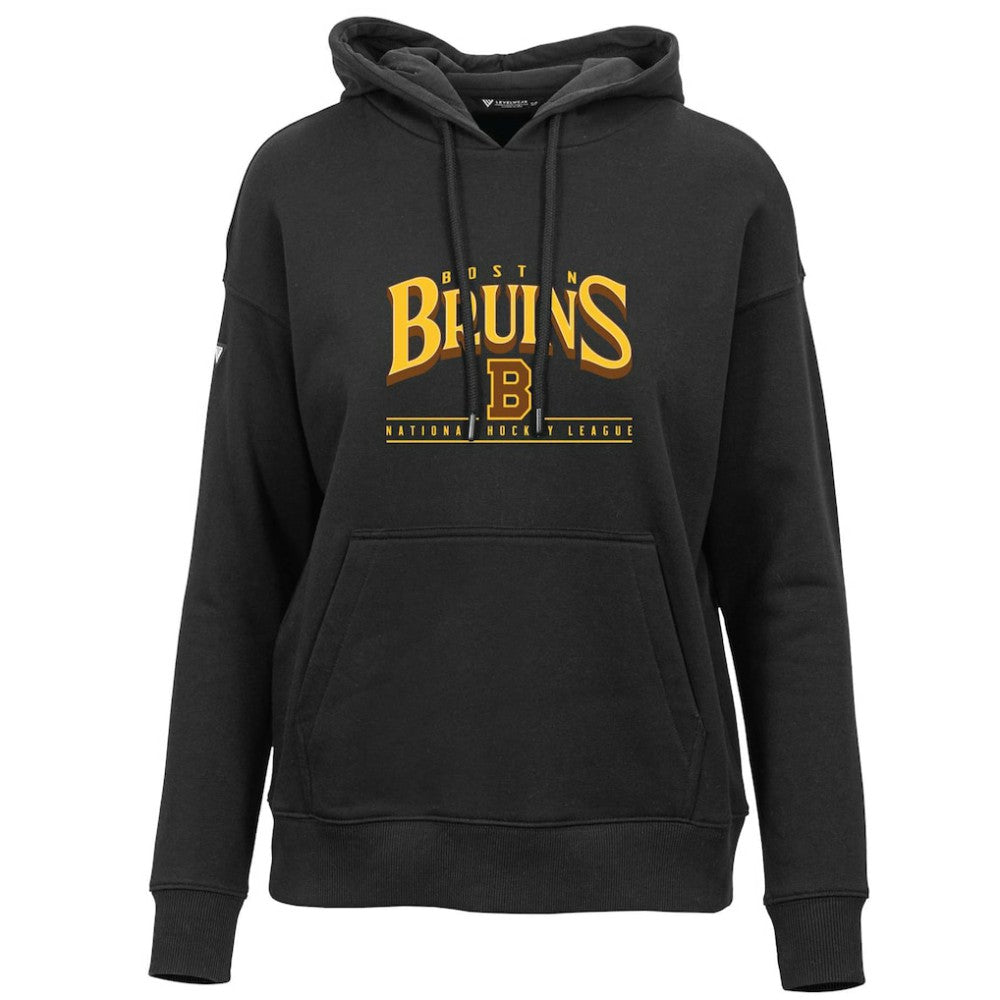 Boston Bruins Levelwear Women's Retro Adorn Spellout Pullover Hoodie Black