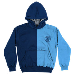 Manchester City Vive La Fete Youth Color Block Fleece Pullover Hoodie - Navy/Sky Blue