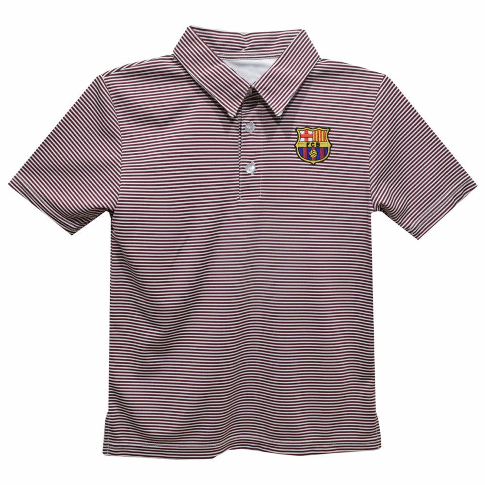 Barcelona Vive La Fete Youth Pencil Stripe Polo - Maroon