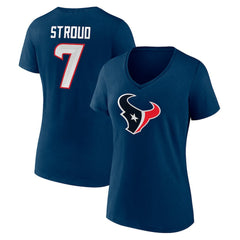 C.J. Stroud Houston Texans Women's Icon Player Name & Number V-Neck T-Shirt Navy - Fanatics