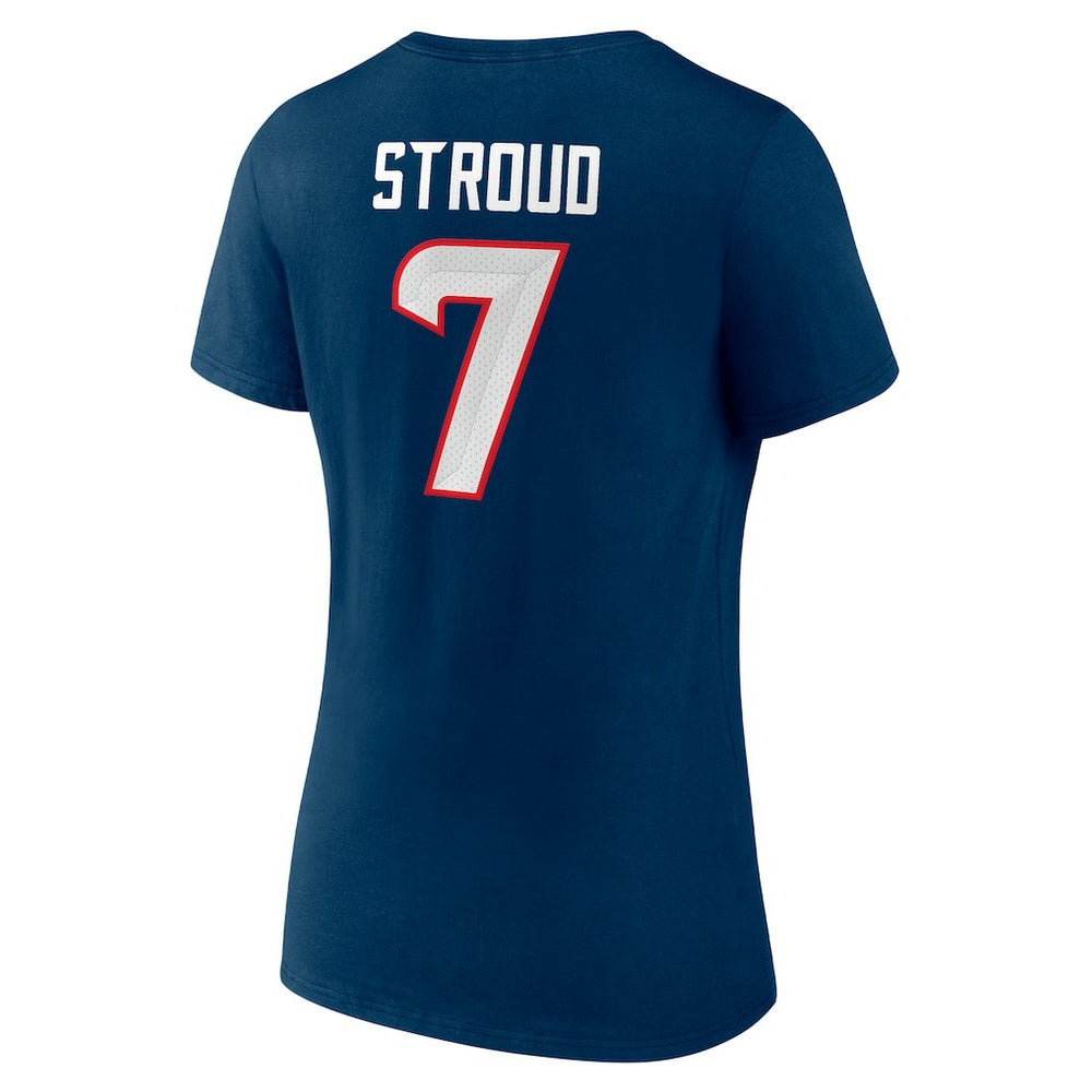 C.J. Stroud Houston Texans Women's Icon Player Name & Number V-Neck T-Shirt Navy - Fanatics