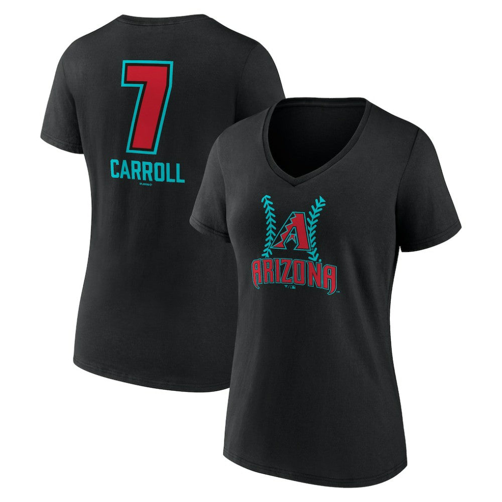 Corbin Carroll Arizona Diamondbacks Women's Name & Number Fastball V-Neck T-Shirt On Sale