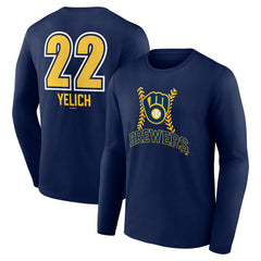 Christian Yelich Milwaukee Brewers Name & Number Fastball Long Sleeve T-Shirt On Sale