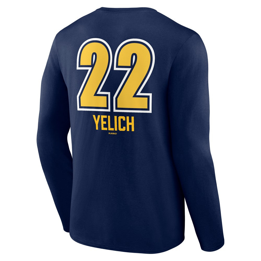 Christian Yelich Milwaukee Brewers Name & Number Fastball Long Sleeve T-Shirt On Sale