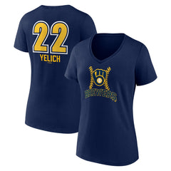 Christian Yelich Milwaukee Brewers Women's Name & Number Fastball V-Neck T-Shirt Online