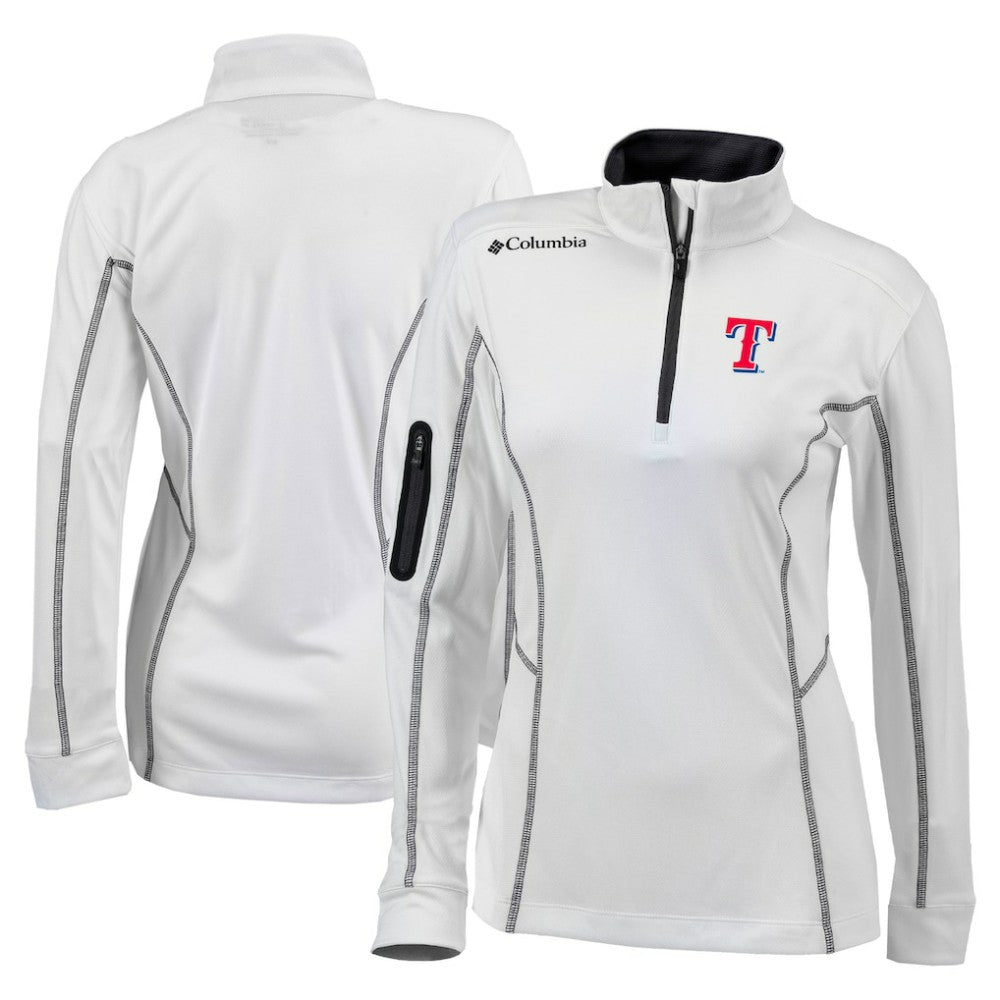 Texas Rangers Columbia Women's Omni-Wick Shotgun Quarter-Zip Pullover Top On Sale