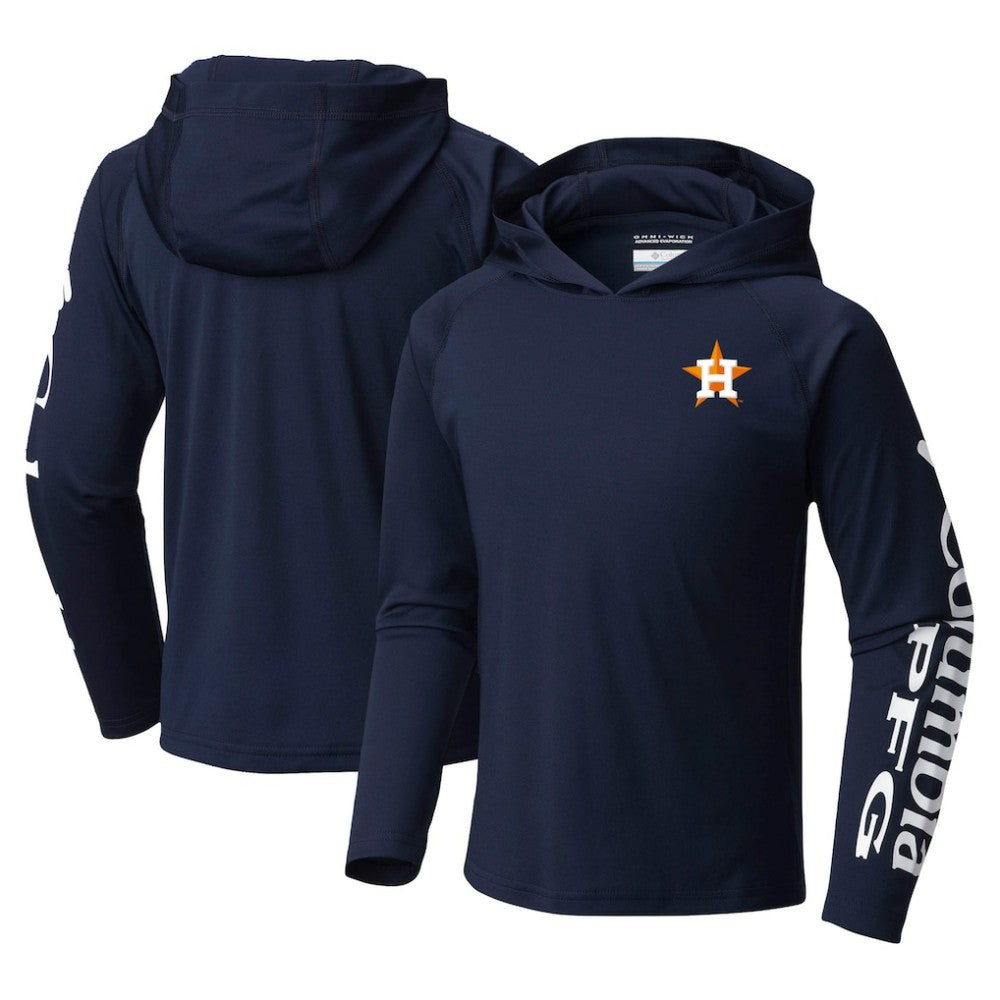 Houston Astros Columbia Youth Terminal Tackle Long Sleeve Hoodie T-Shirt Lifestyle