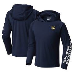 Milwaukee Brewers Columbia Youth Terminal Tackle Long Sleeve Hoodie T-Shirt On Sale