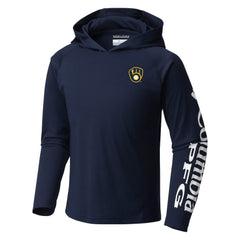Milwaukee Brewers Columbia Youth Terminal Tackle Long Sleeve Hoodie T-Shirt On Sale