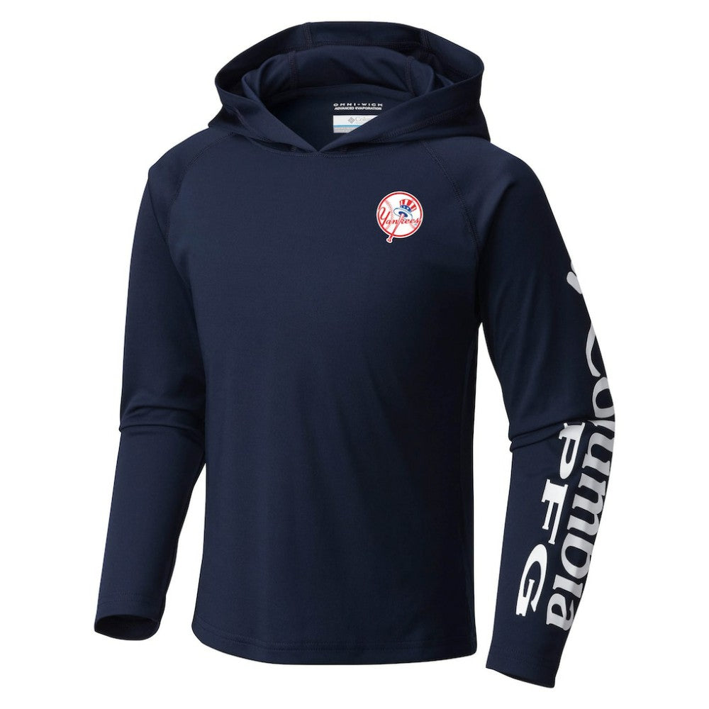 New York Yankees Columbia Youth Terminal Tackle Long Sleeve Hoodie T-Shirt On Sale