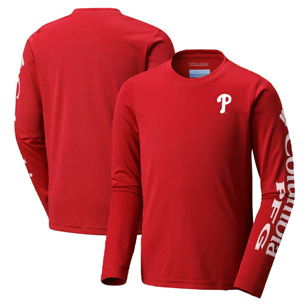 Philadelphia Phillies Columbia Youth Terminal Tackle Long Sleeve T-Shirt On Sale
