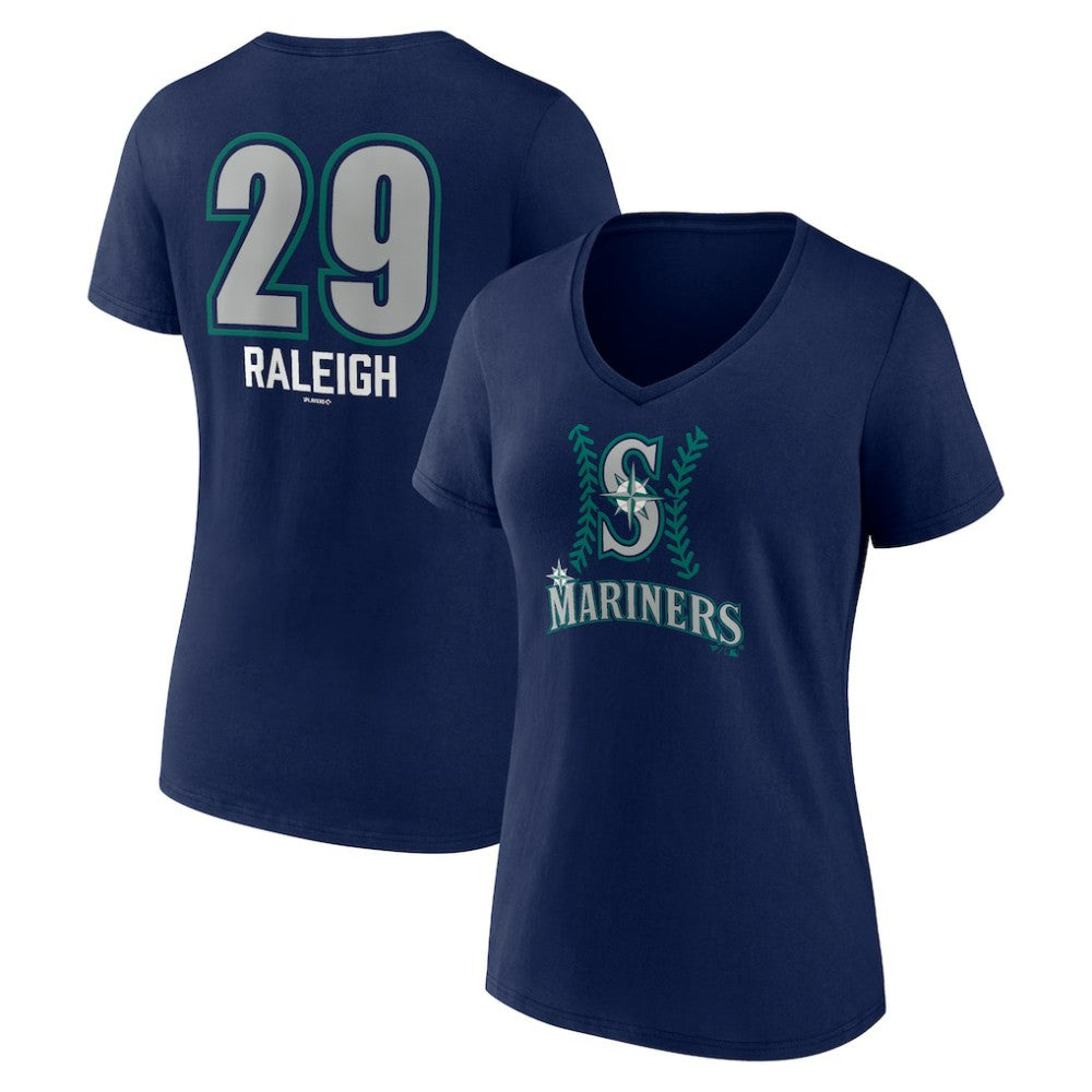 Cal Raleigh Seattle Mariners Women's Name & Number Fastball V-Neck T-Shirt for sale