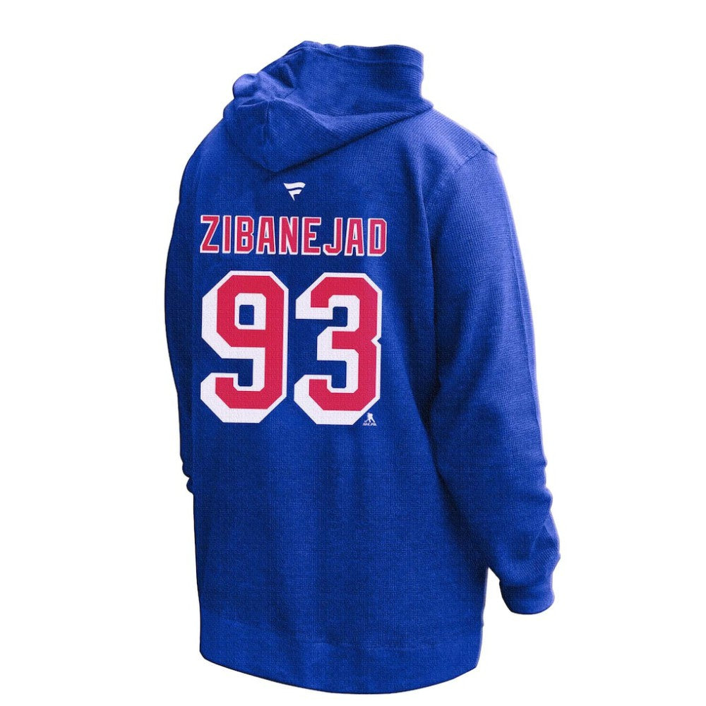 Mika Zibanejad New York Rangers Profile Women's Plus Size Name & Number Thermal Pullover Hoodie Blue