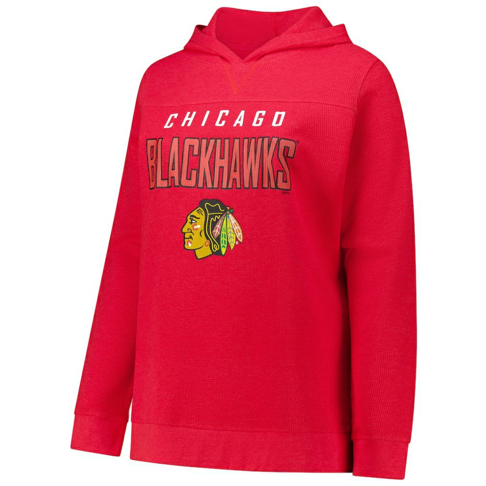 Connor Bedard Chicago Blackhawks Profile Women's Plus Size Name & Number Thermal Pullover Hoodie Red